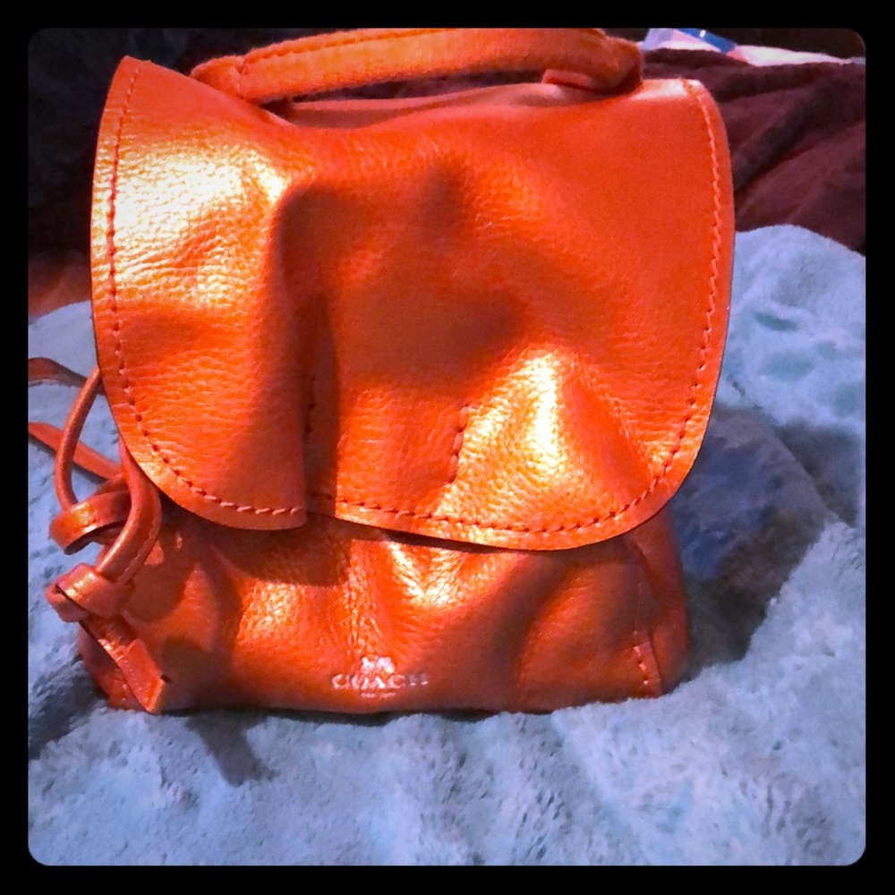EUC Coach Metallic Orange Mini Backpack 🎒